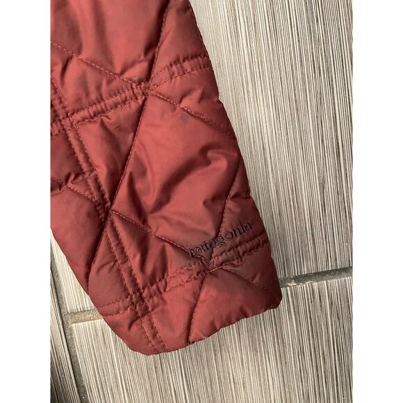 Patagonia Low Sky Parka Quilted Diamond Pattern Coat Size XS Wax Red/Burgundy - Picture 2 of 6